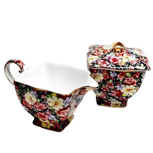 Godinger Royal Cotswolds Vtg Chintz English Tradition Creamer Sugar Cottage Core - Picture 1 of 4